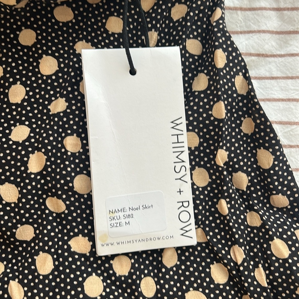 NWT Whimsy + Row Black Skirt with Beige Polka Dot Print - Picture 9 of 10